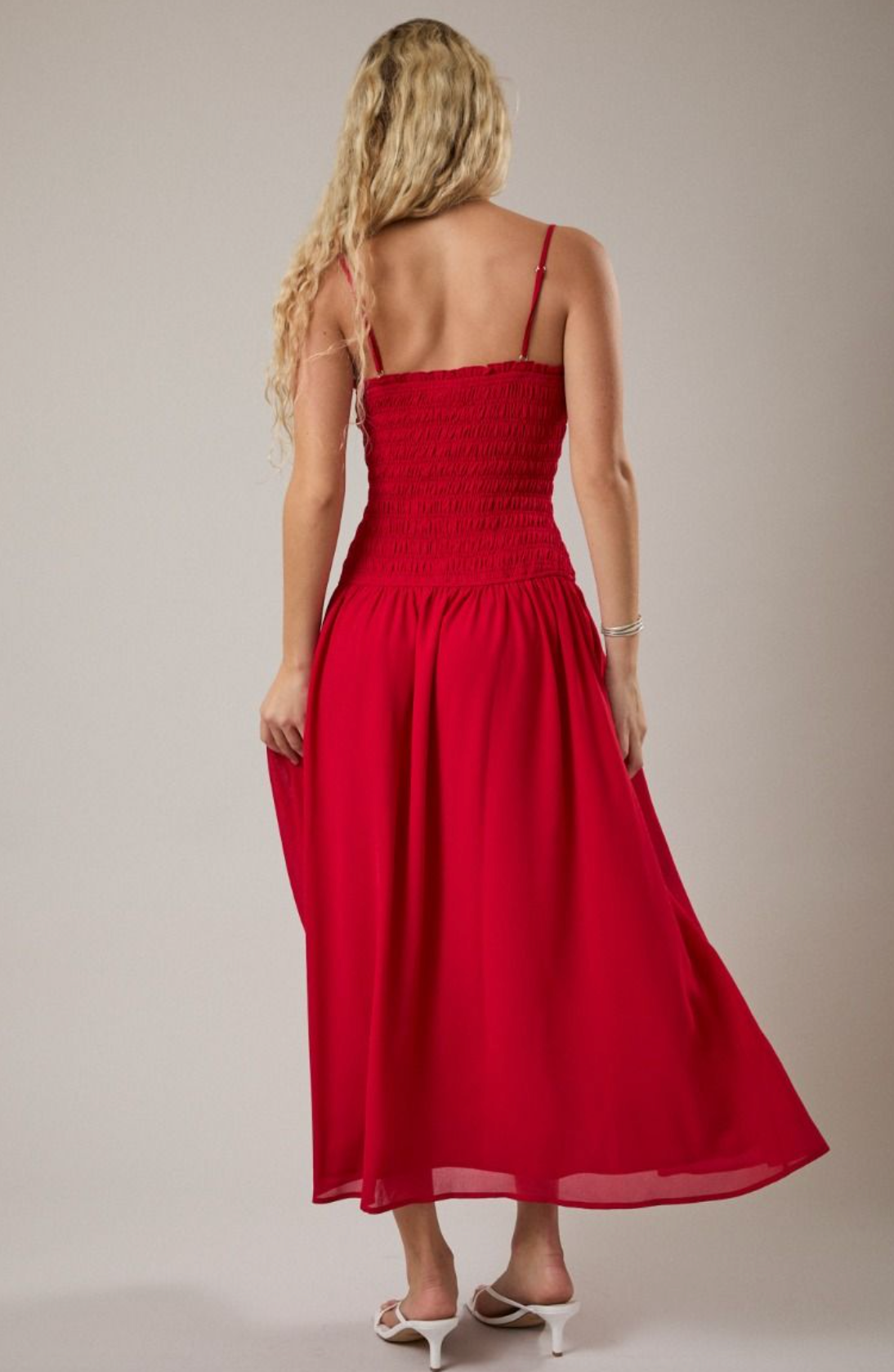 Low Waist Smocking Maxi Dress - Clothe Boutique