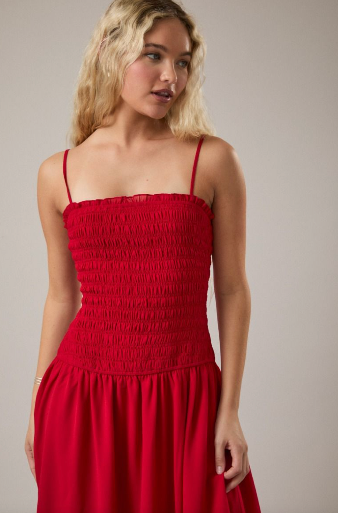 Low Waist Smocking Maxi Dress - Clothe Boutique