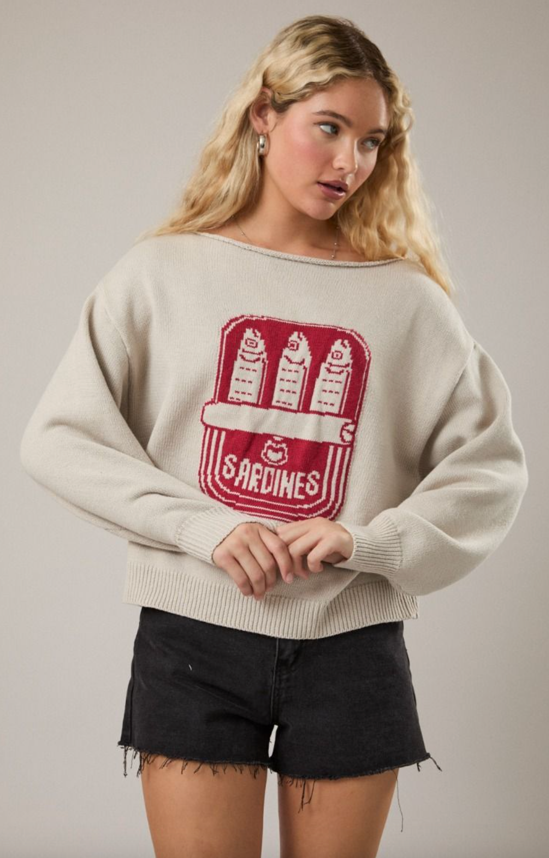 Boat Neck Fish Sweater Top - Clothe Boutique
