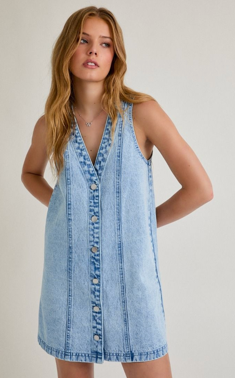 Button Down Denim Dress - Clothe Boutique