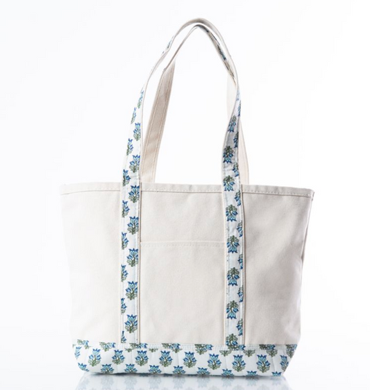 Blue Block Print Large Classic Tote