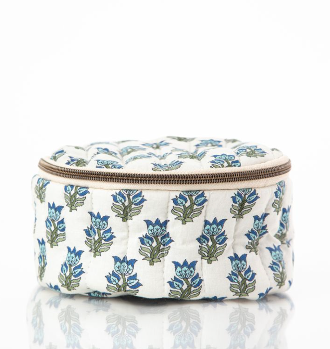 Blue Block Print Circle Case