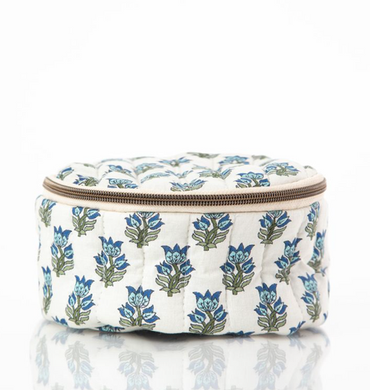Blue Block Print Circle Case