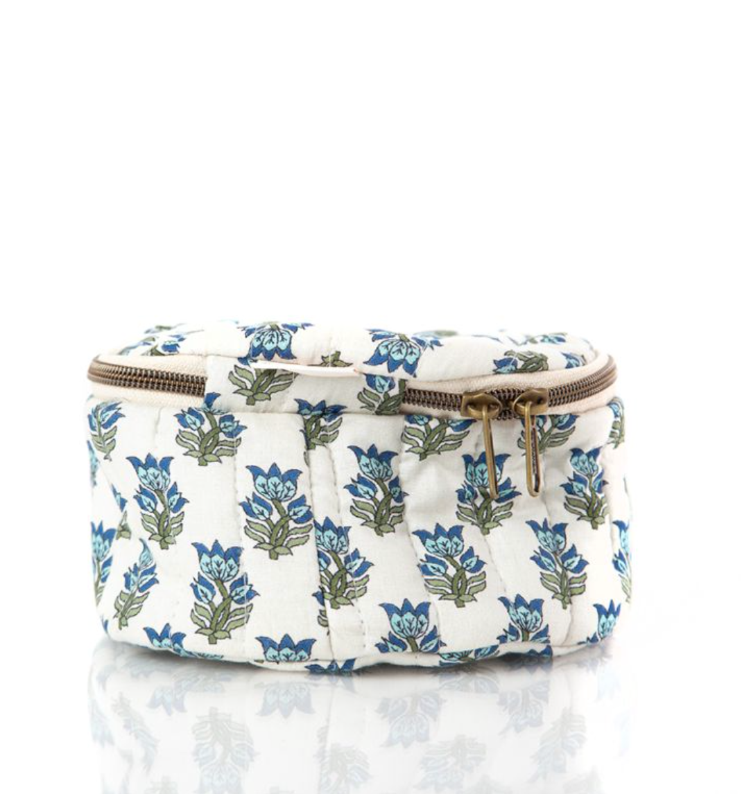Blue Block Print Circle Case