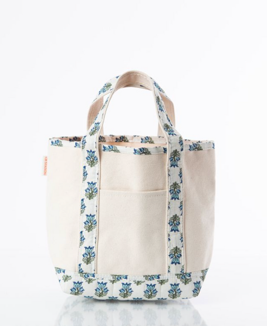 Blue Block Print Handy Tote - Clothe Boutique