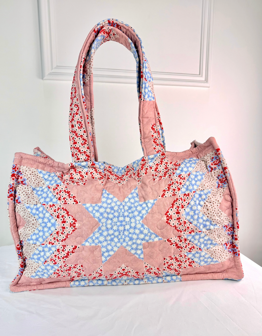 Adeline Rose Patchwork Quilted Tote Bag