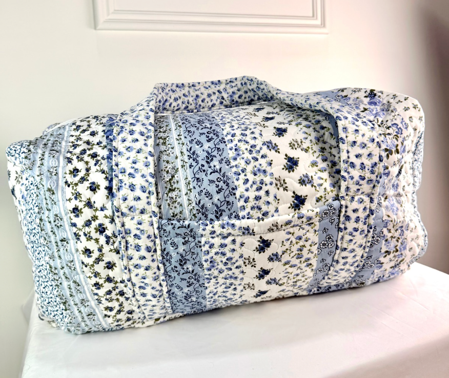 Blue Paige Patchwork Quilted Duffle Bag