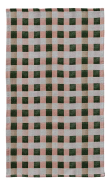Waffle Tea Towel Pink/Green Gingham
