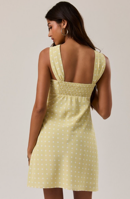 Polka Dot Dress w/ Scarf Yellow - Clothe Boutique