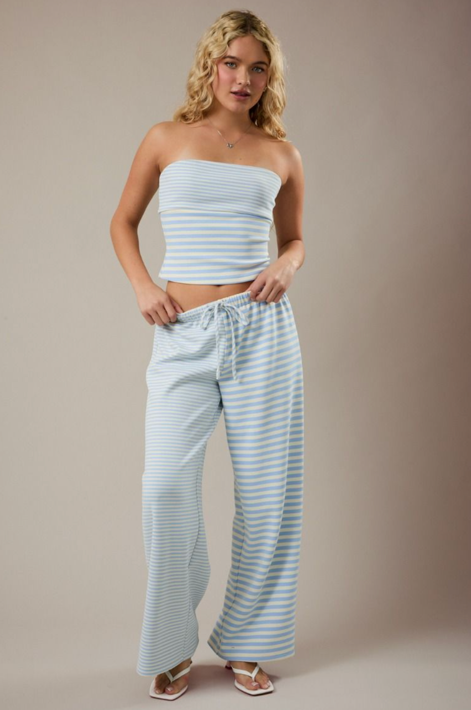 Striped Tube Top & Pants Set of 2