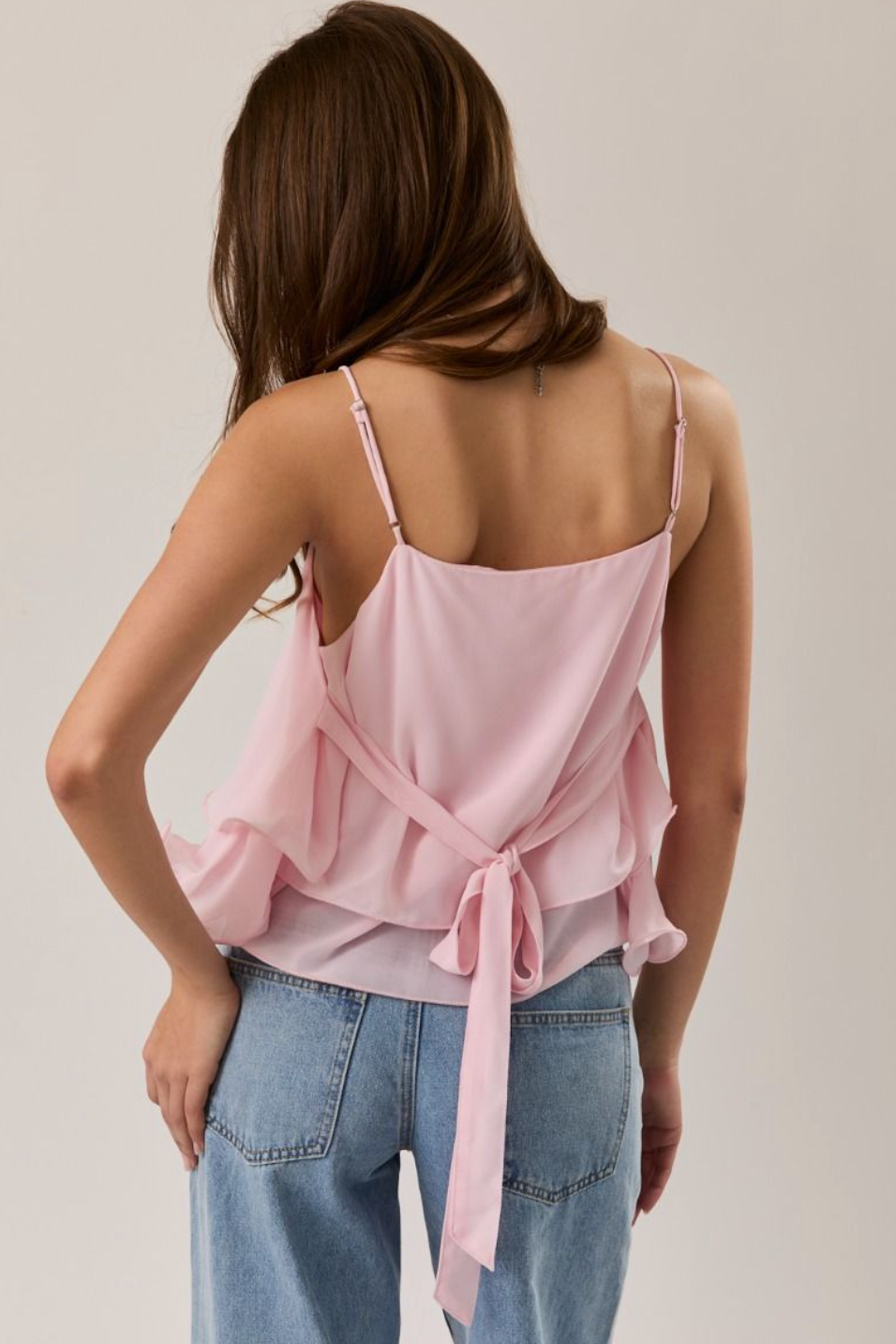 Pink Ruffle Hem Cami