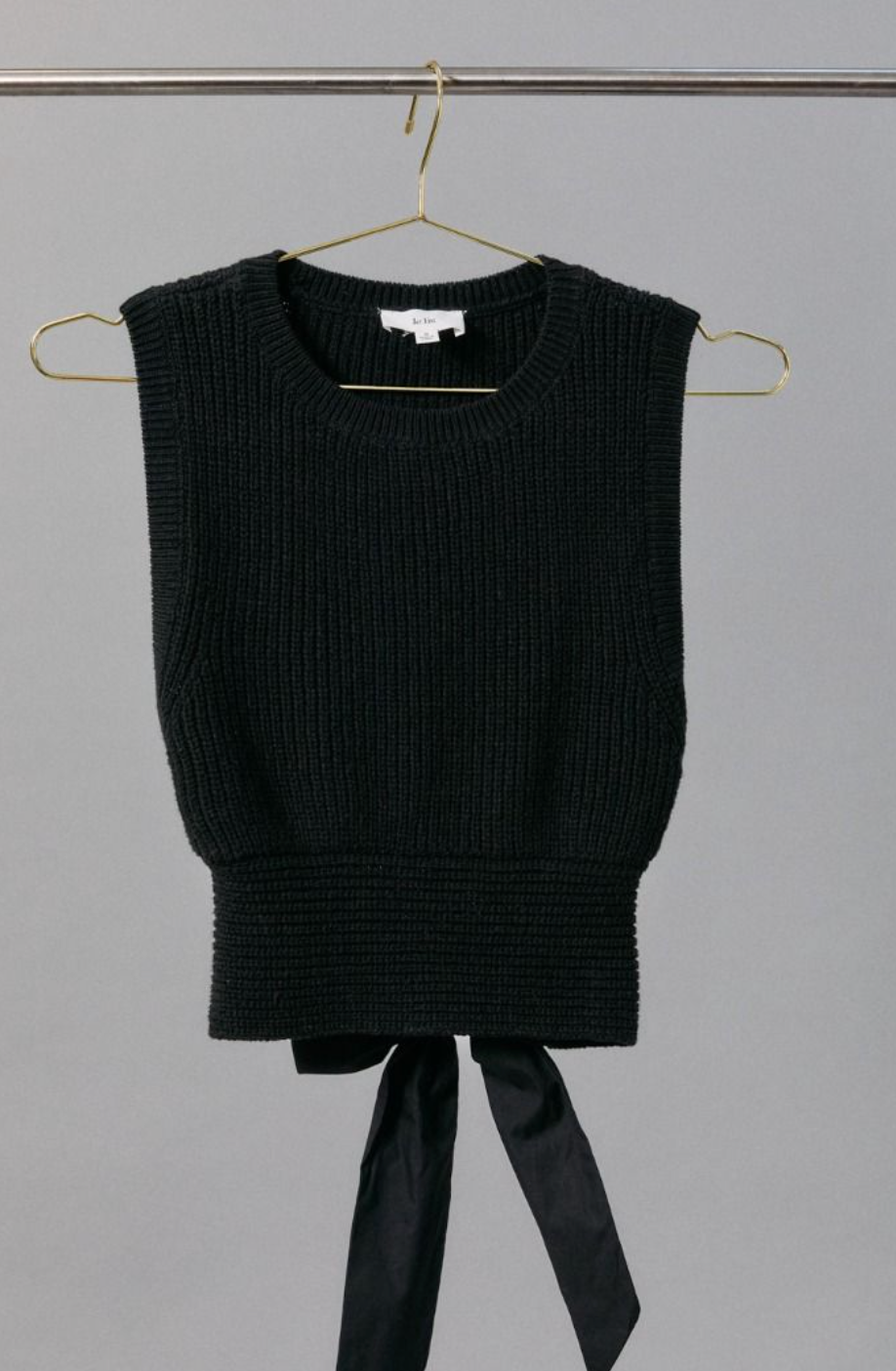 Tie Back Knit Tank Black