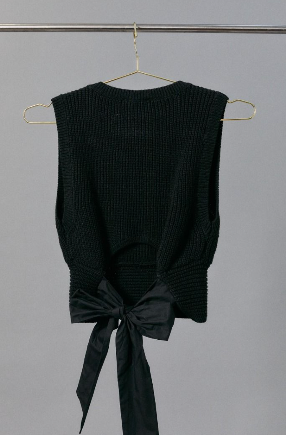 Tie Back Knit Tank Black