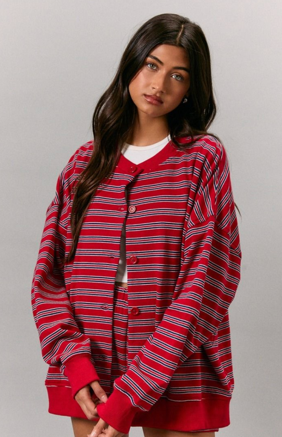 Red/Navy Stripe Jacket & Shorts Set of 2