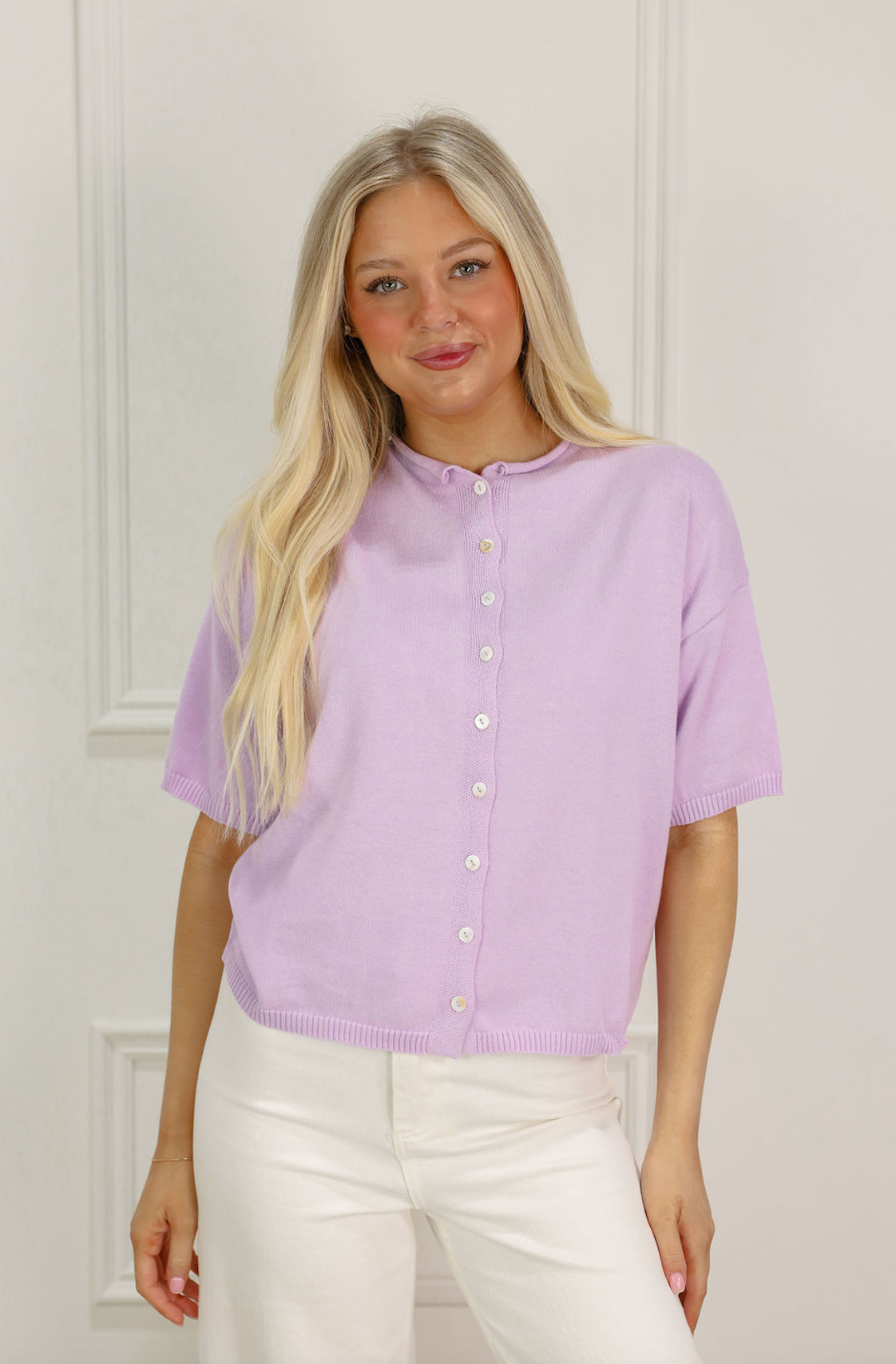 Short Sleeve Cardi Lilac