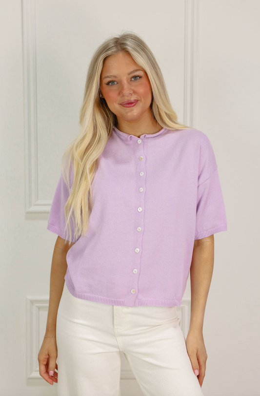 Short Sleeve Cardi Lilac
