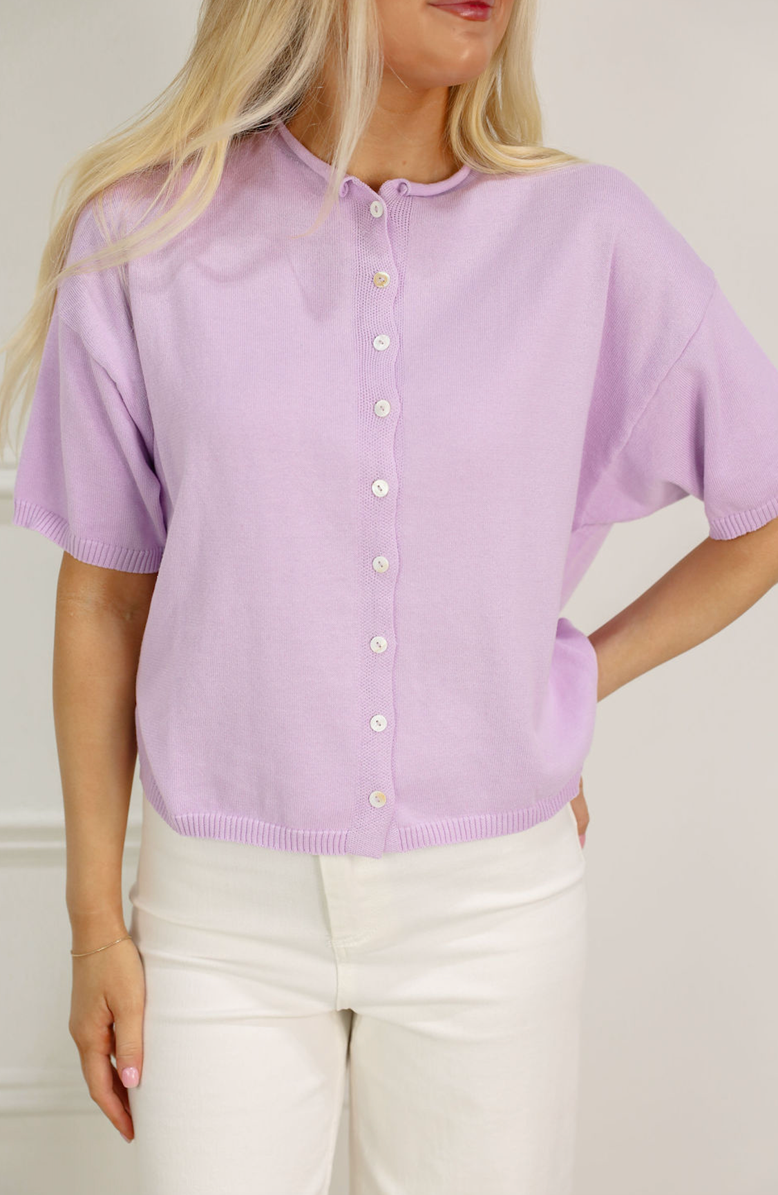 Short Sleeve Cardi Lilac