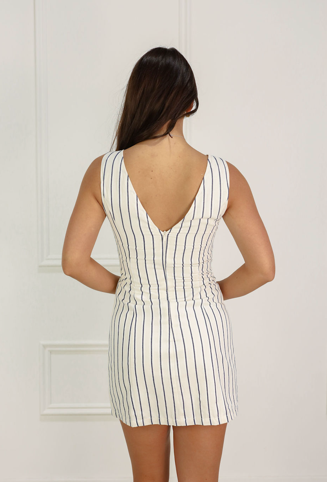 Navy Stripe Boat Neck Dress