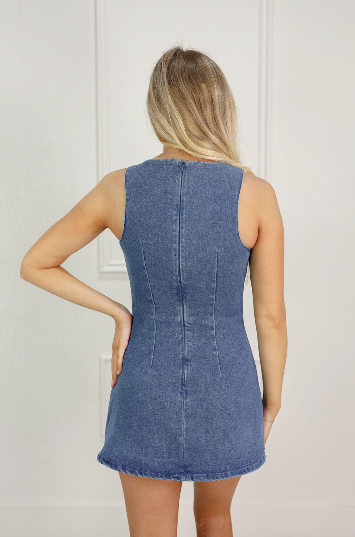 Denim Boat Neck Dress