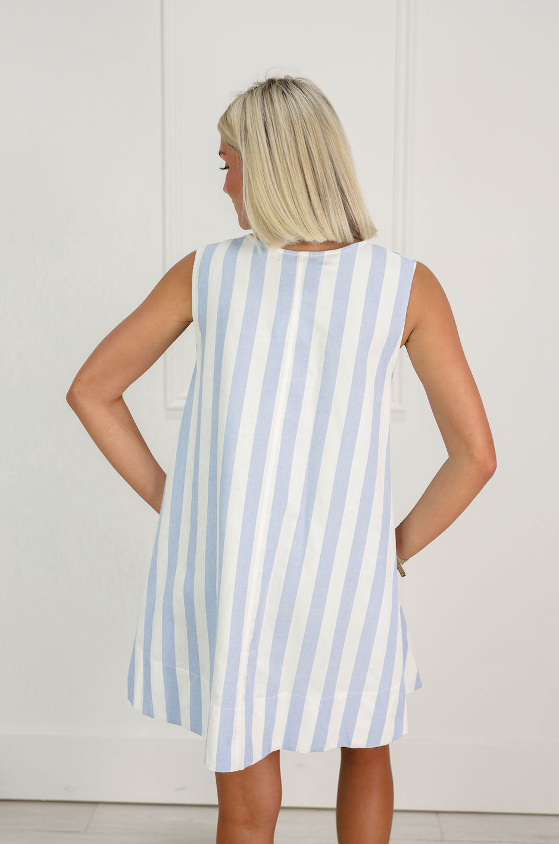 Light Blue Stripe Scoop Dress