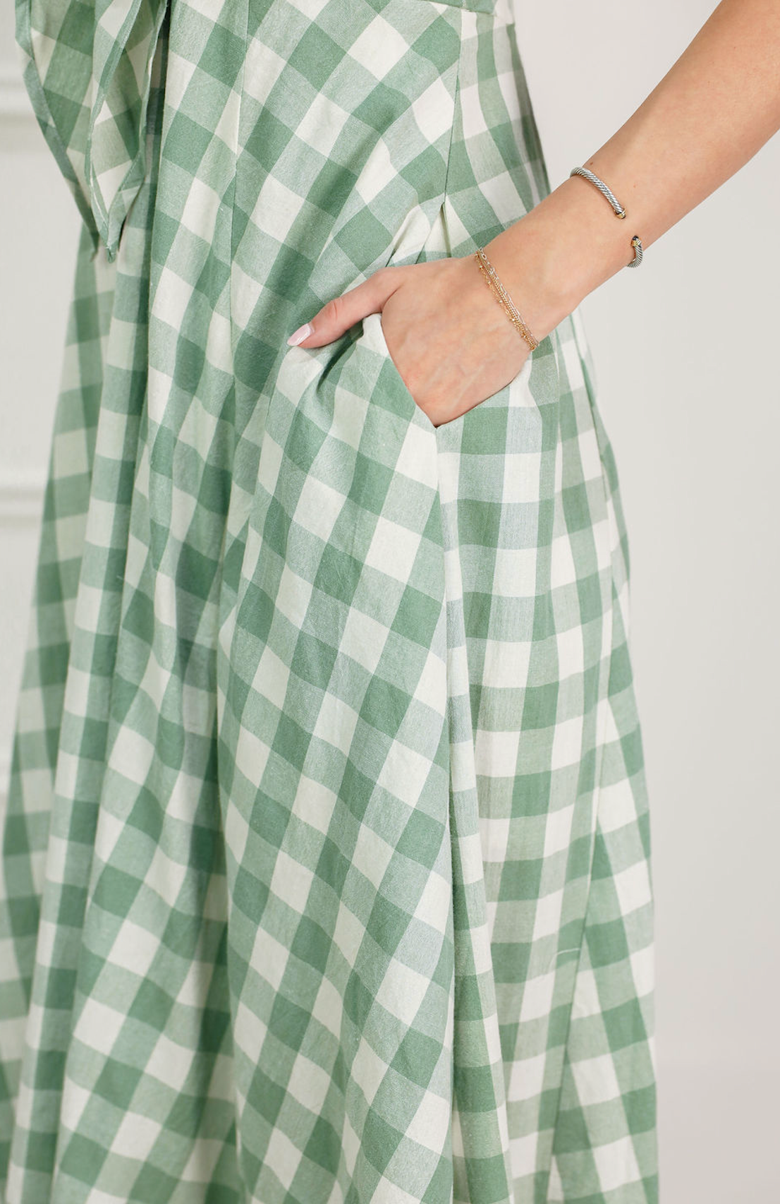 Basil Tie Front Gingham Dress