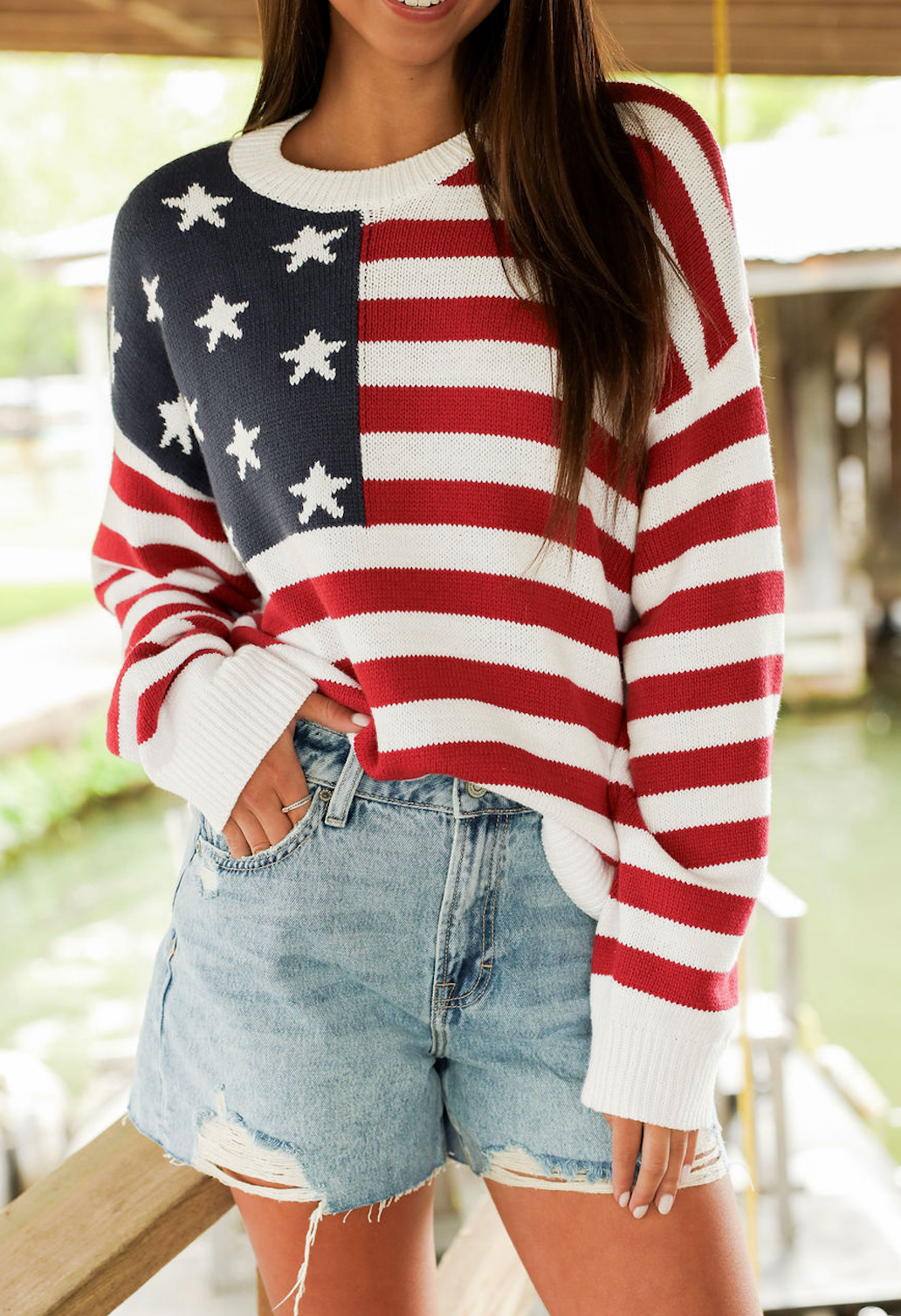 American Flag Knit Crewneck