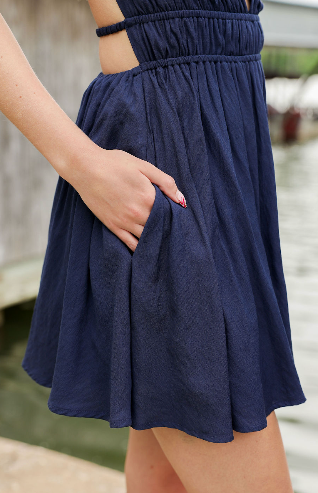 Annie Navy V-neck Dress