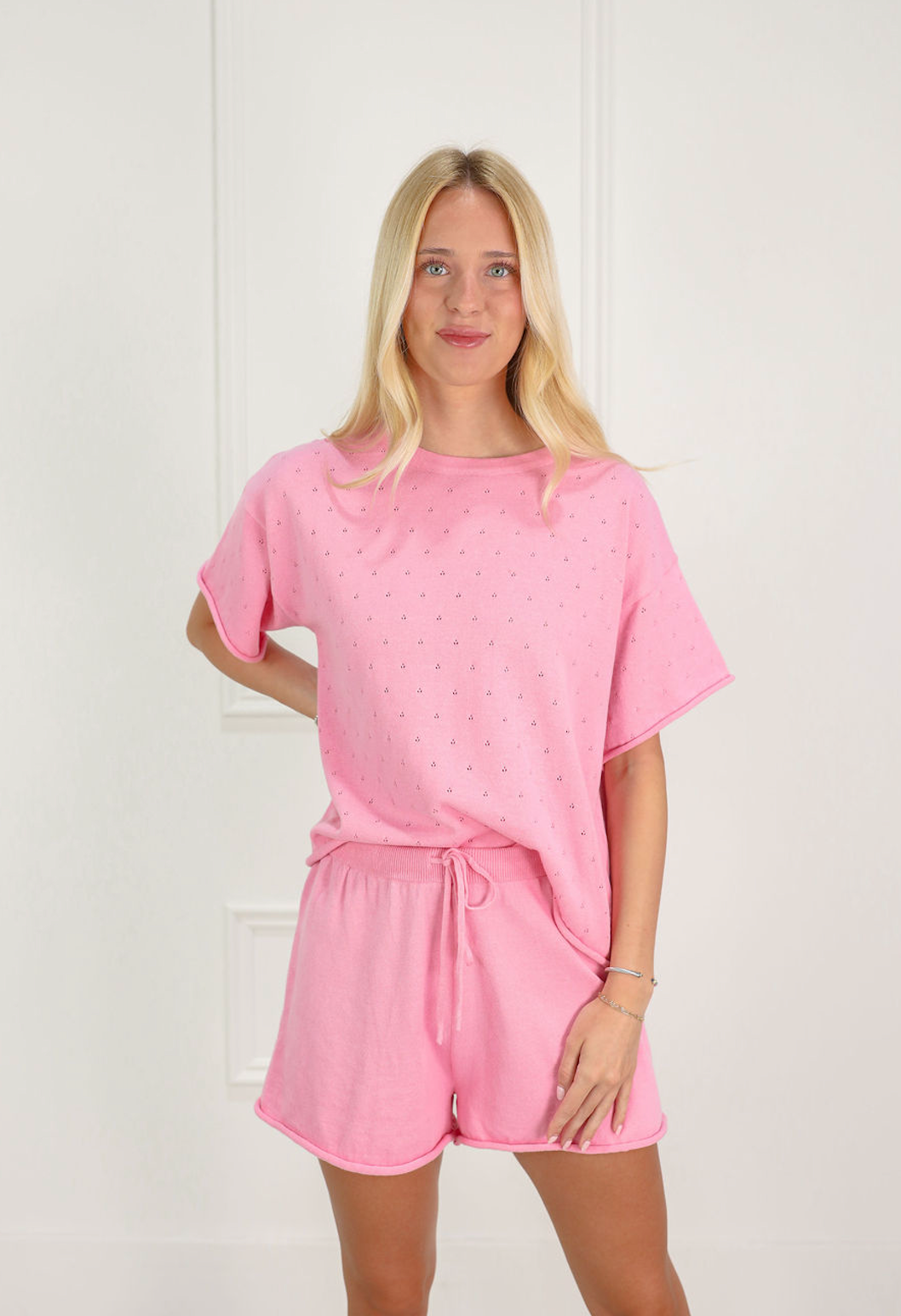 Pointelle Knit Set of 2 Pink