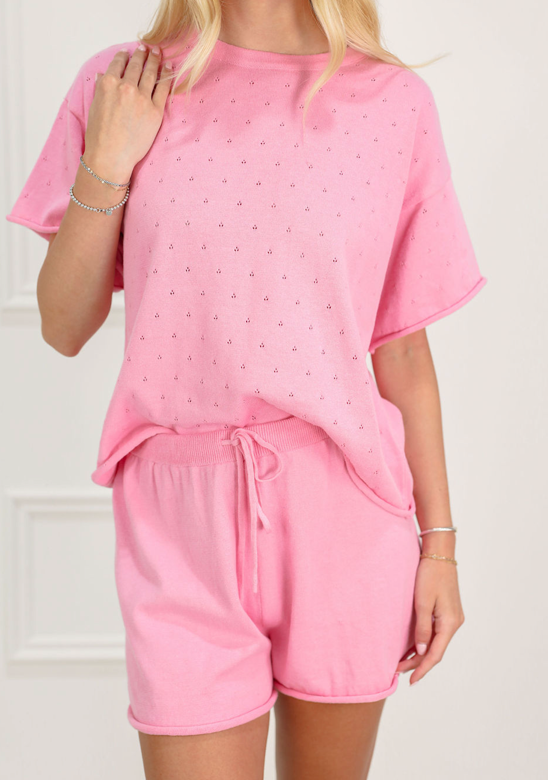 Pointelle Knit Set of 2 Pink