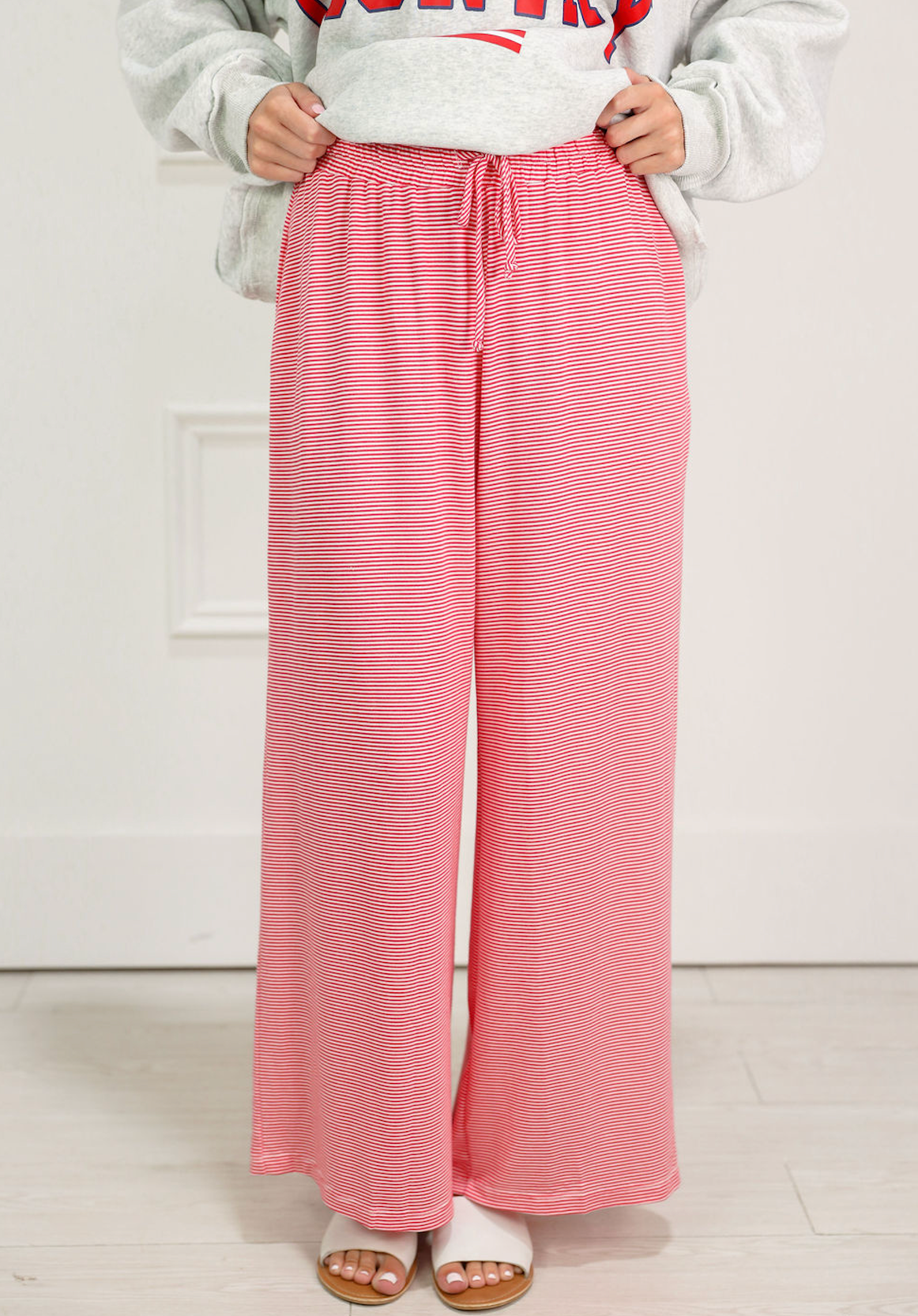 Red Striped Drawstring Pants