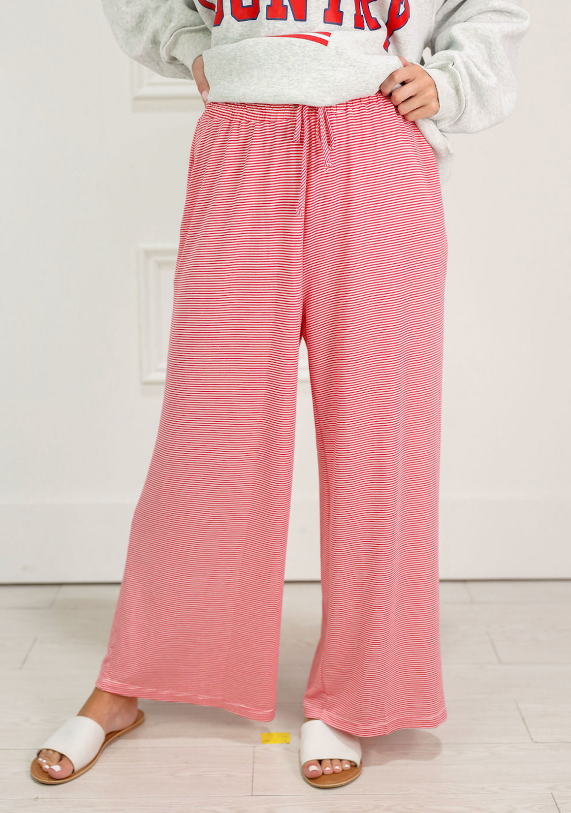 Red Striped Drawstring Pants