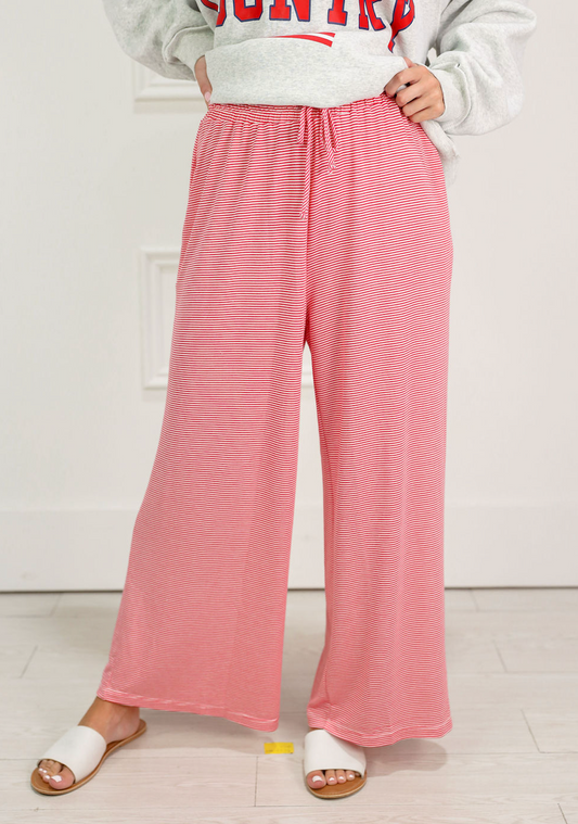 Red Striped Drawstring Pants