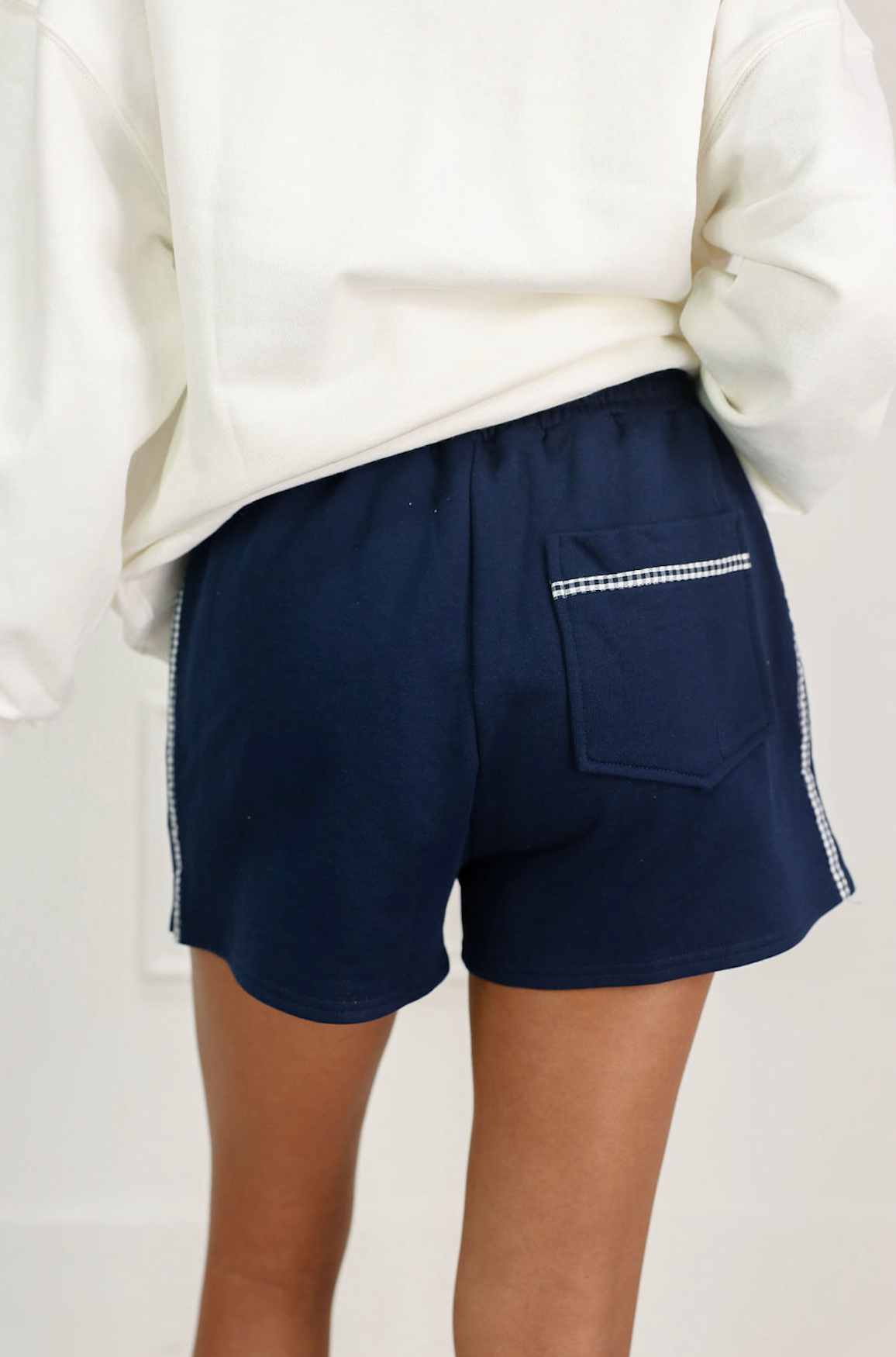 Contrast Side Tie Shorts Navy - Clothe Boutique