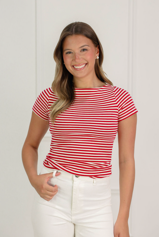 Wendy Stripe Shirt Red/Cream