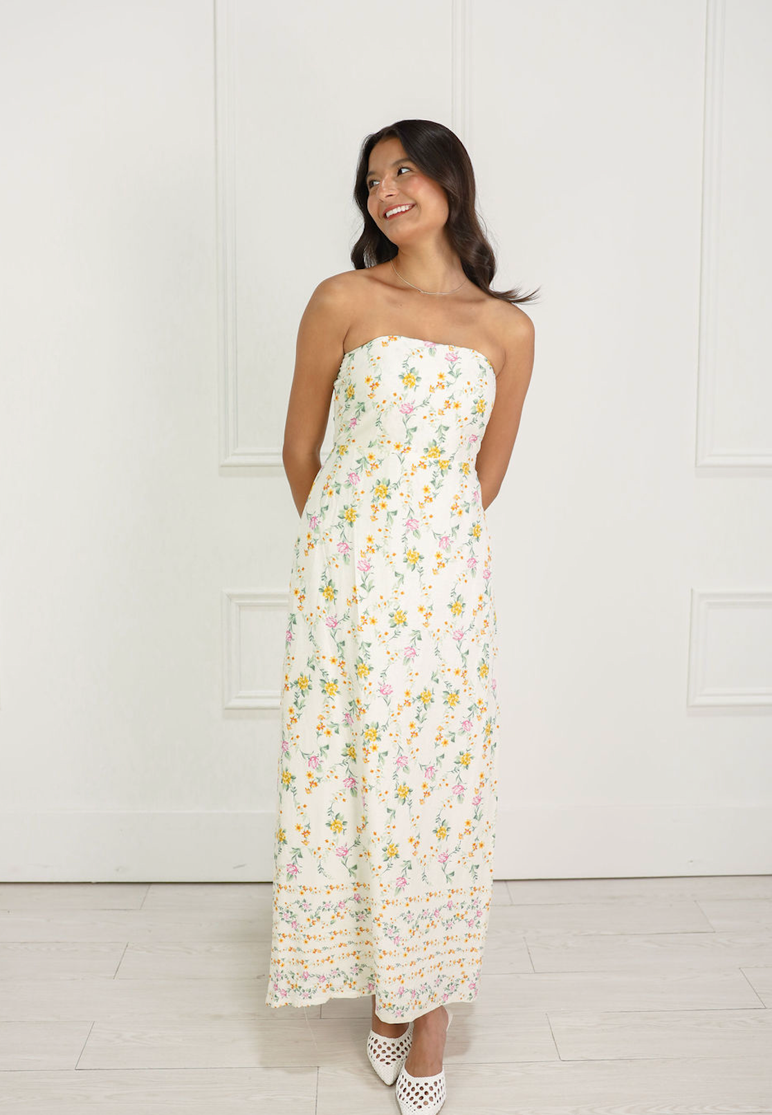 Strapless Floral Maxi Dress - Clothe Boutique