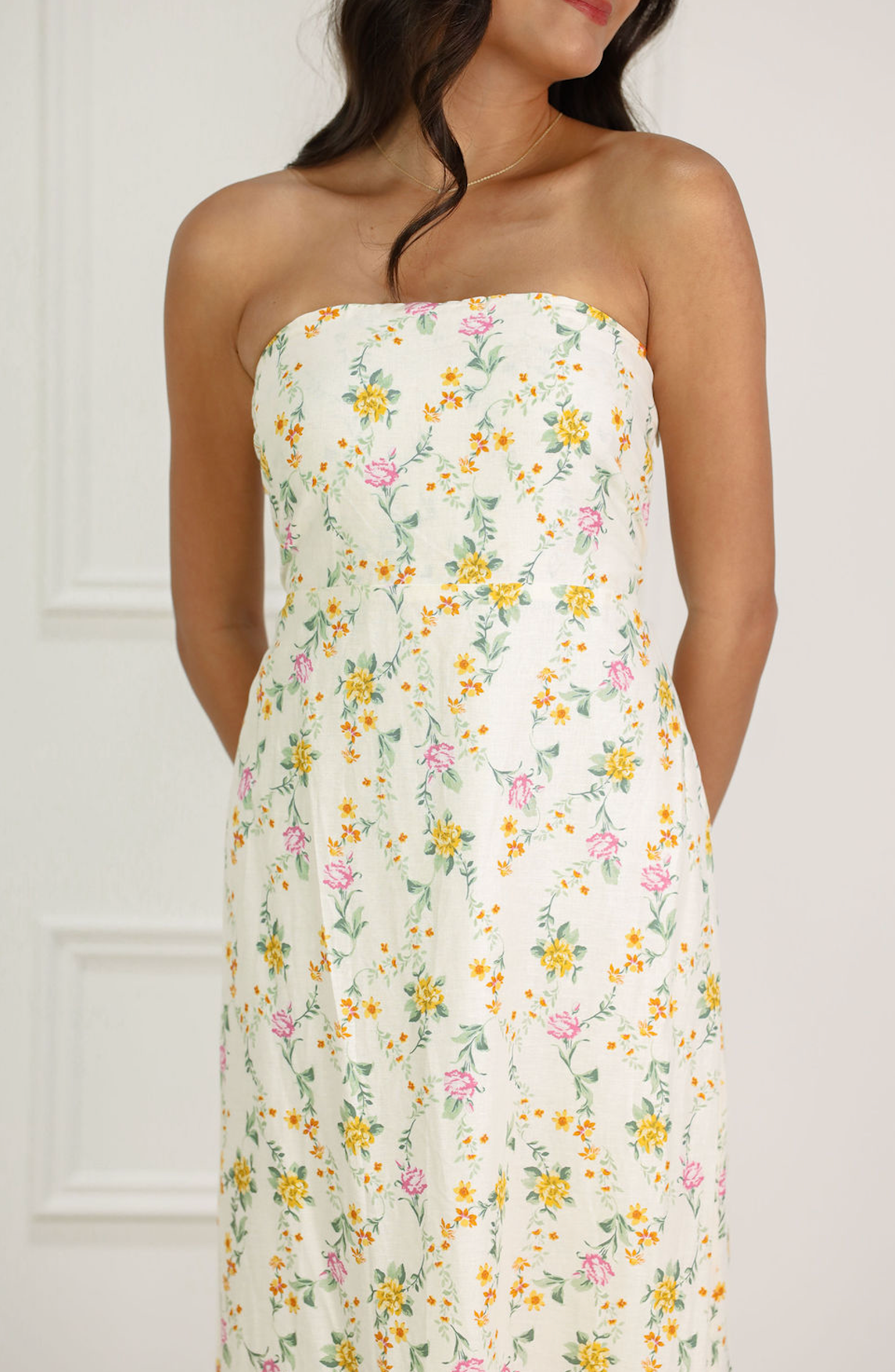 Strapless Floral Maxi Dress - Clothe Boutique