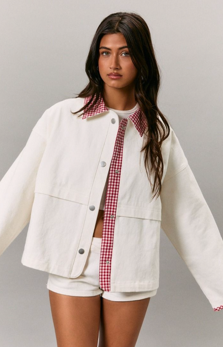 Red Gingham Collar Jacket