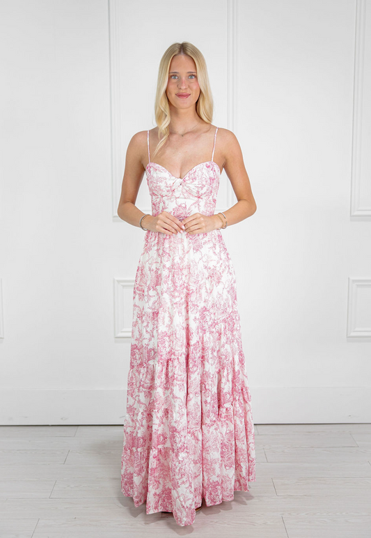 Cranberry Floral Maxi Dress