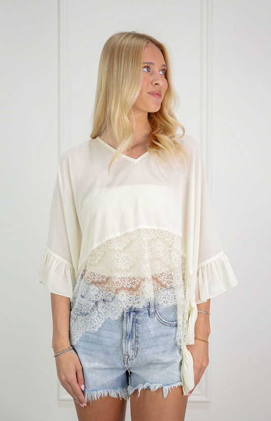 Sheer Chiffon Lace Poncho