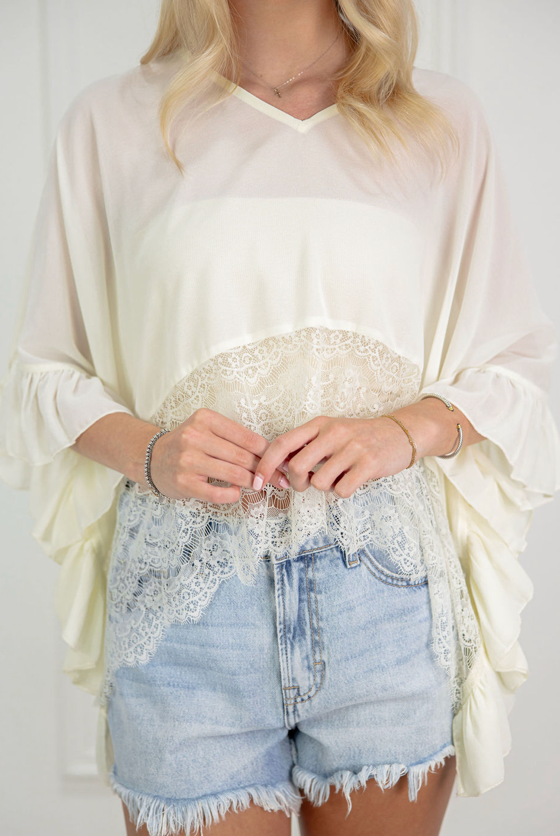 Sheer Chiffon Lace Poncho