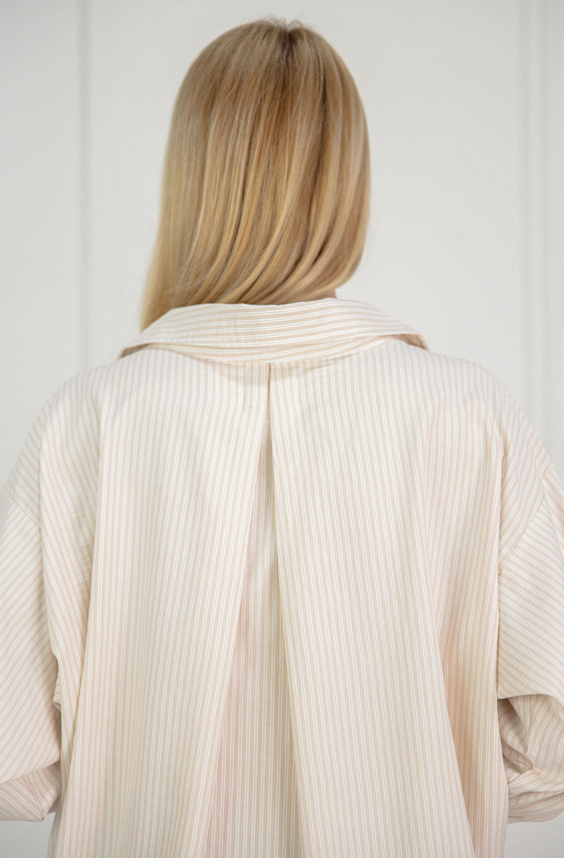 Double Stripe Collared Shirt Beige