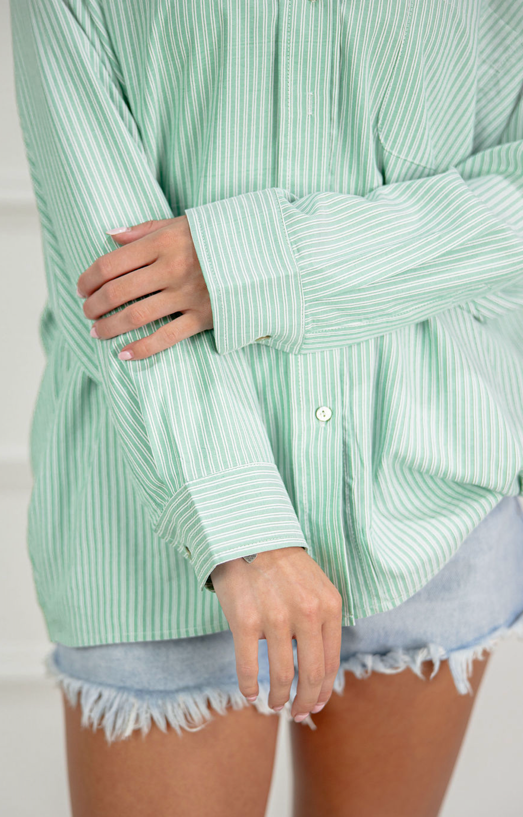 Double Stripe Collared Shirt Green