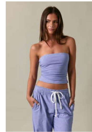 Stripe Tube Top & Pants Set of 2 Blue