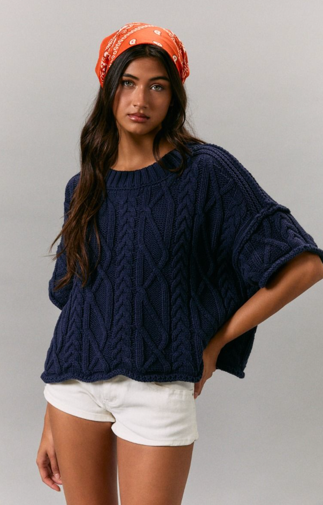 Navy Cable Knit Sweater