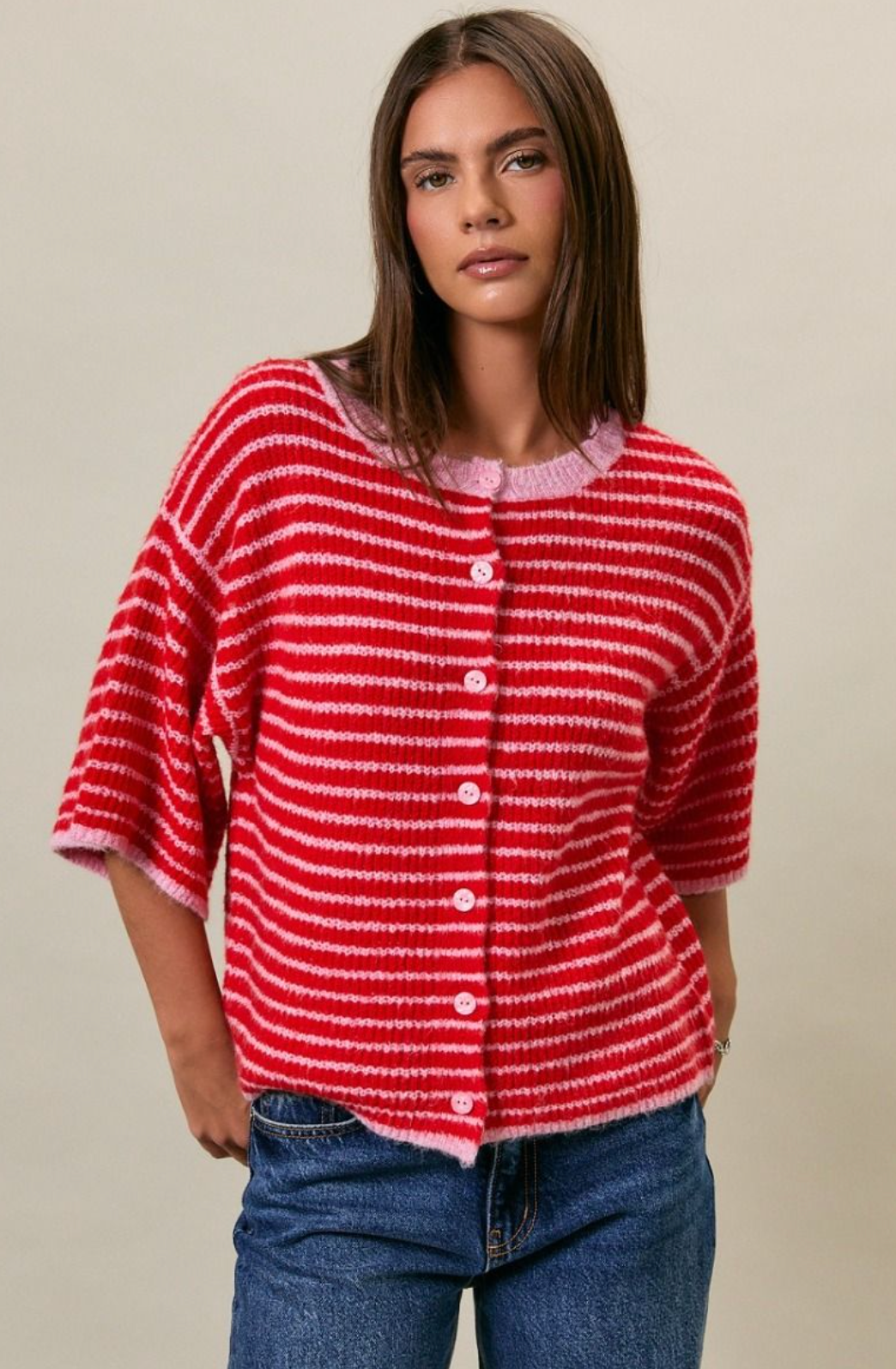 Stripe Button Down Sweater
