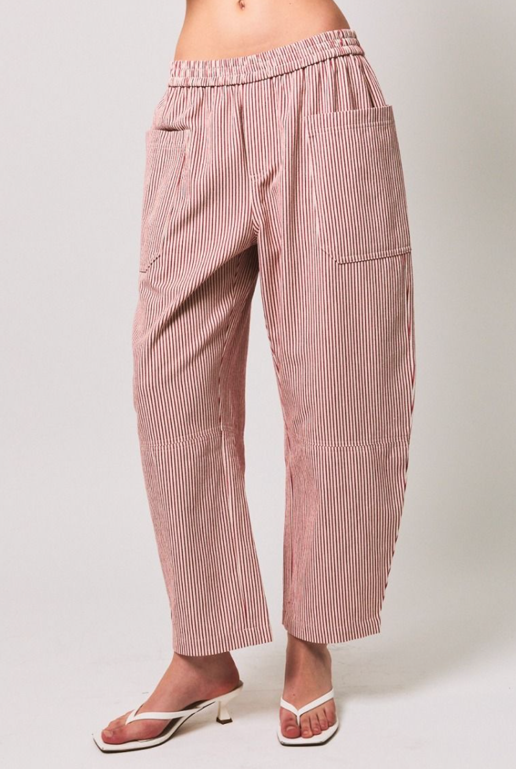 Red Stripe Barrel Pants