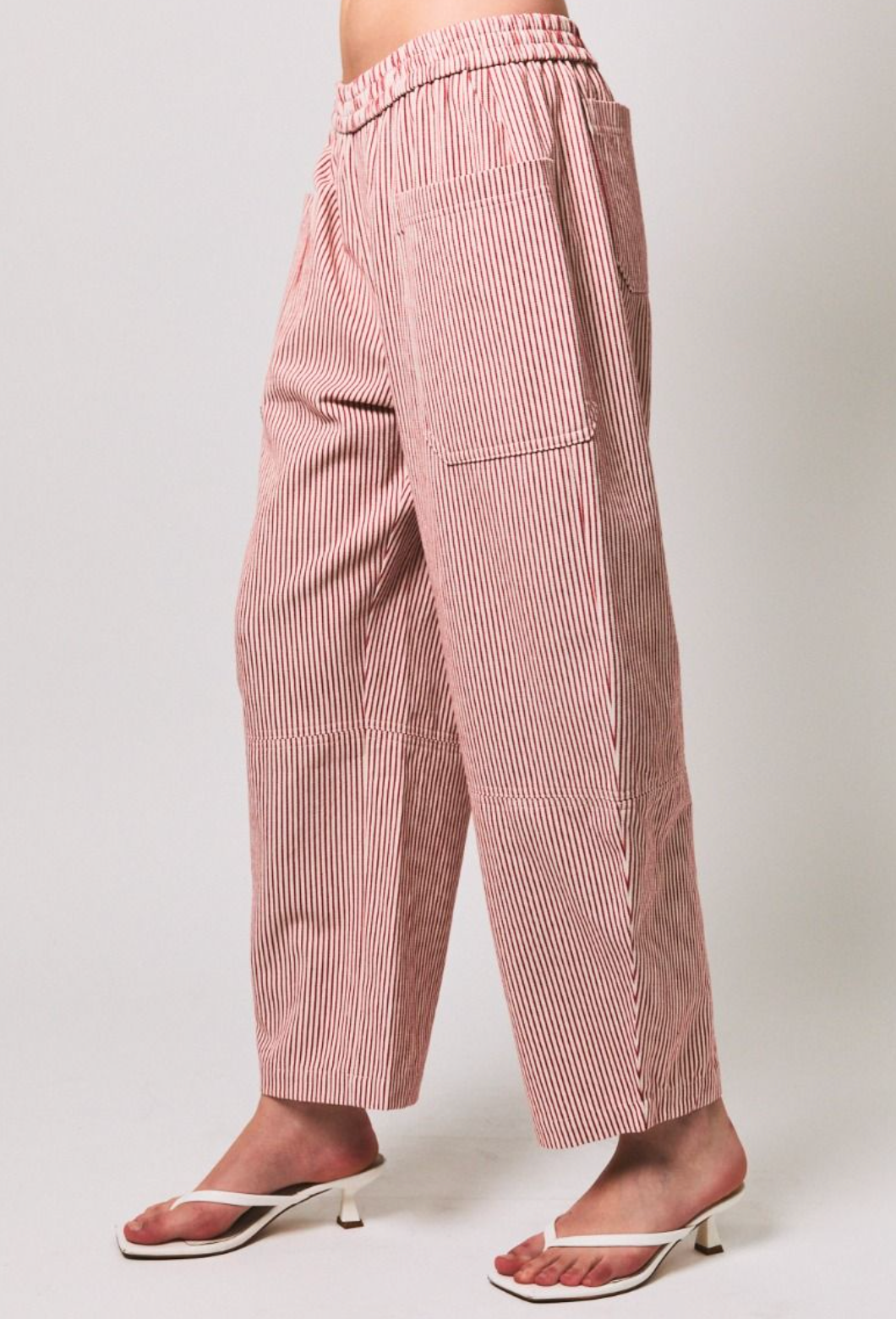 Red Stripe Barrel Pants