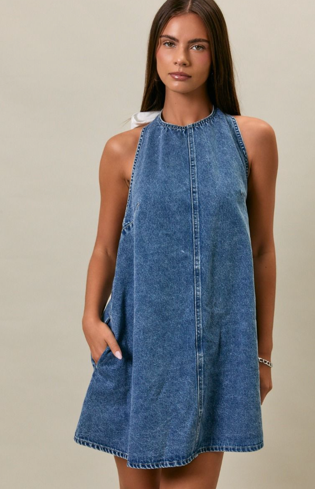 Halter Tie Denim Dress
