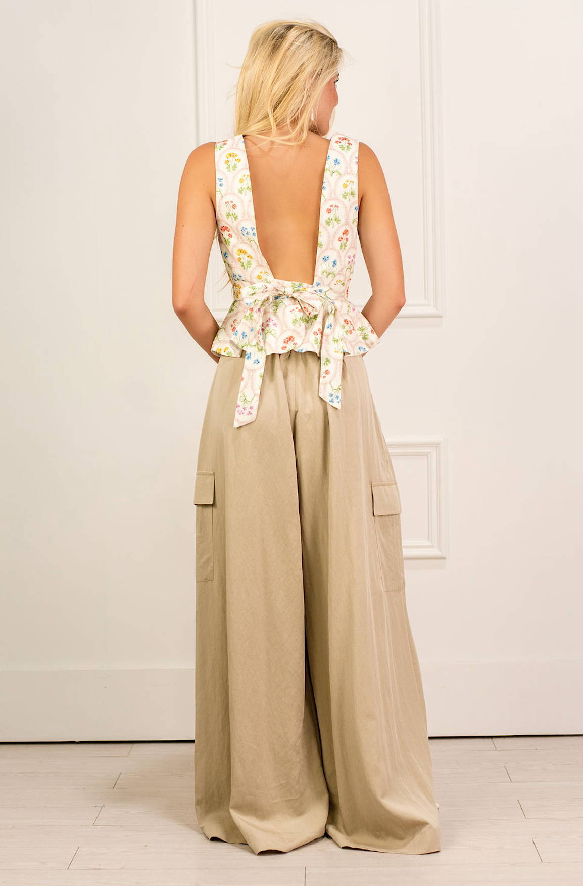 High Waisted Pleat Pants Olive