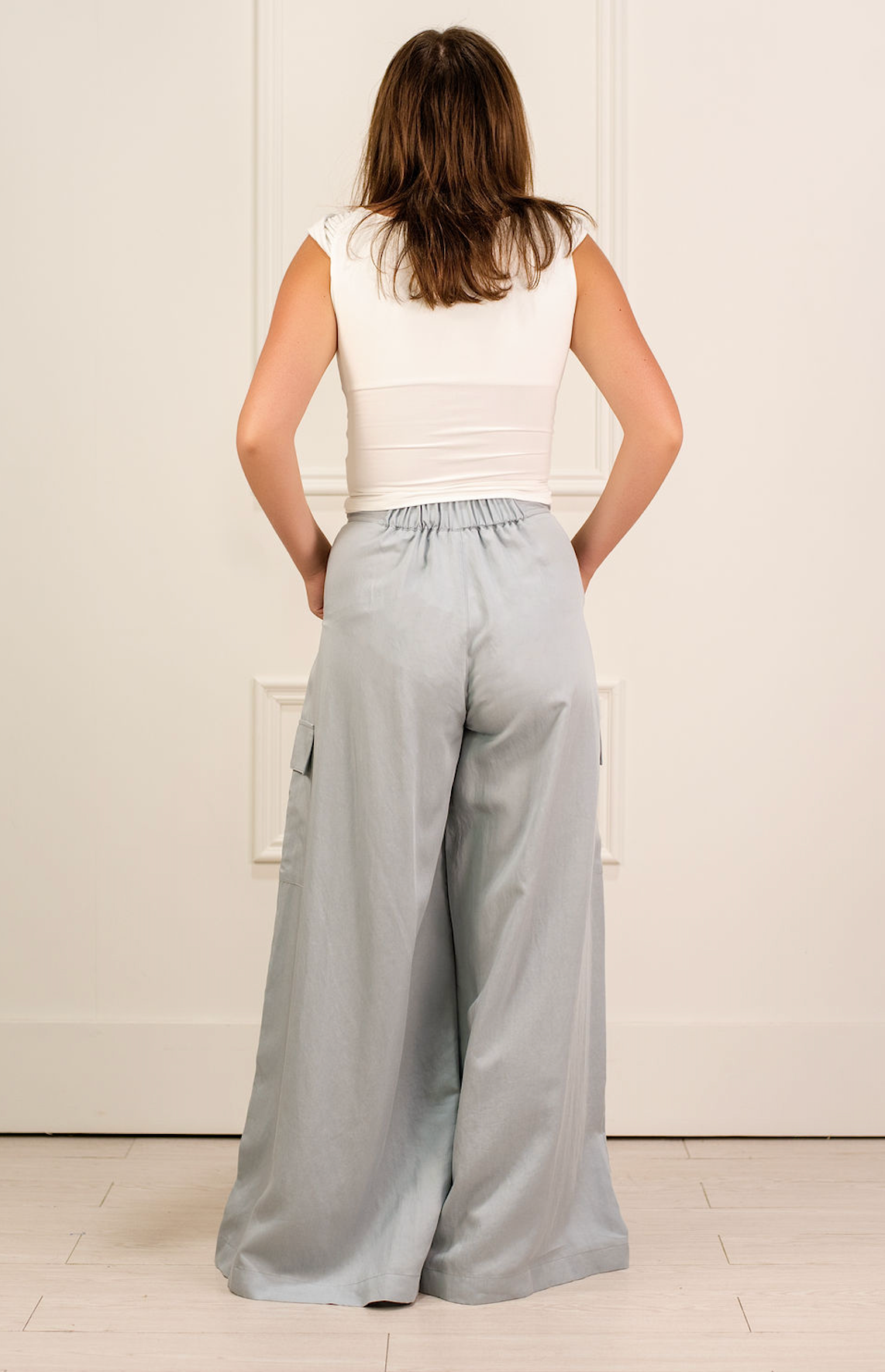 High Waisted Pleat Pants Blue
